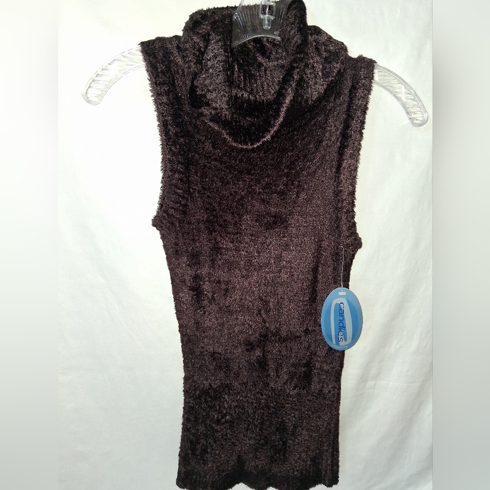 NWT Vintage Candie's Women's Dark Brown Cowl Neck Sweater